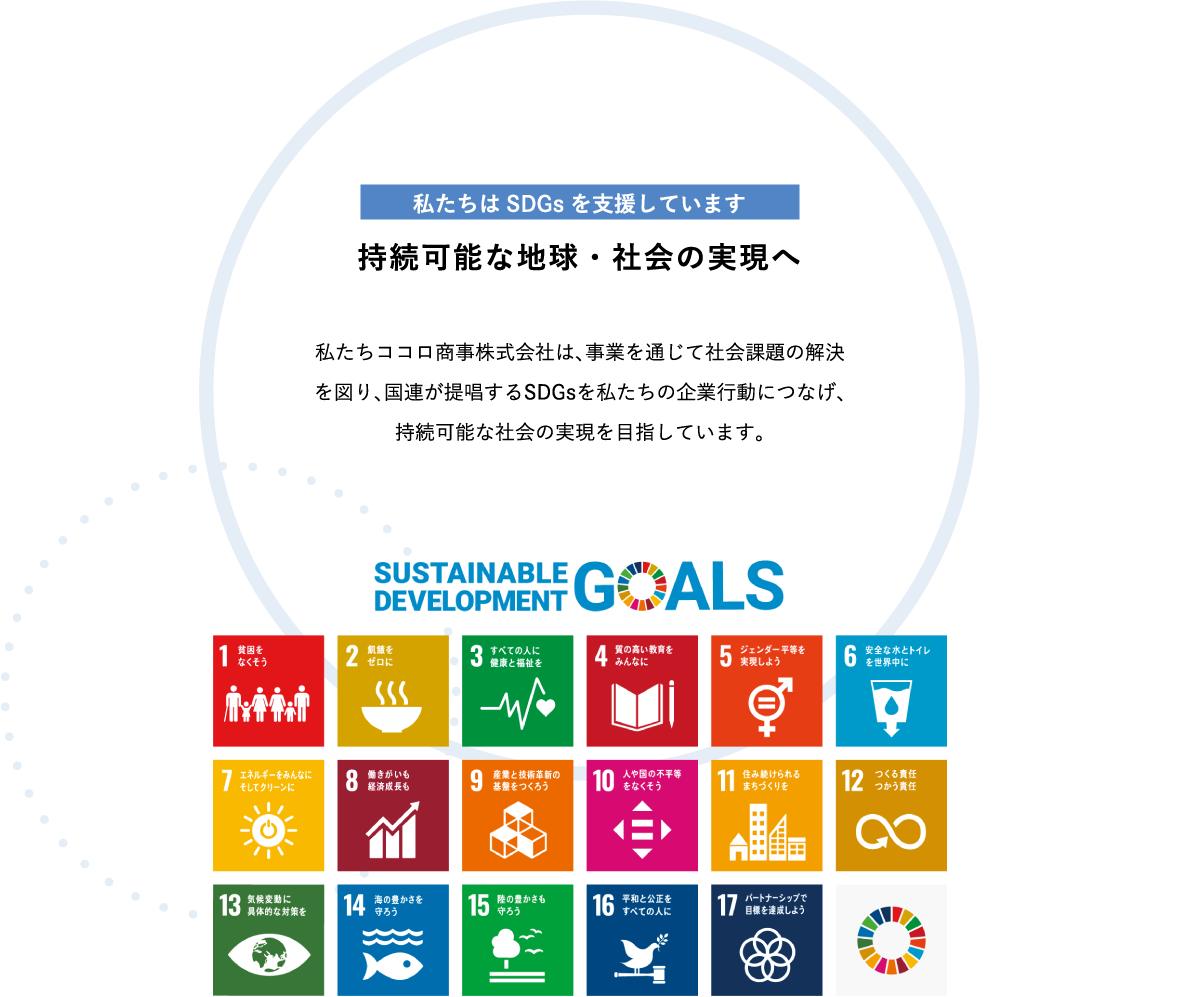 私たちはSDGsを支援しています 持続可能な地球・社会の実現へ